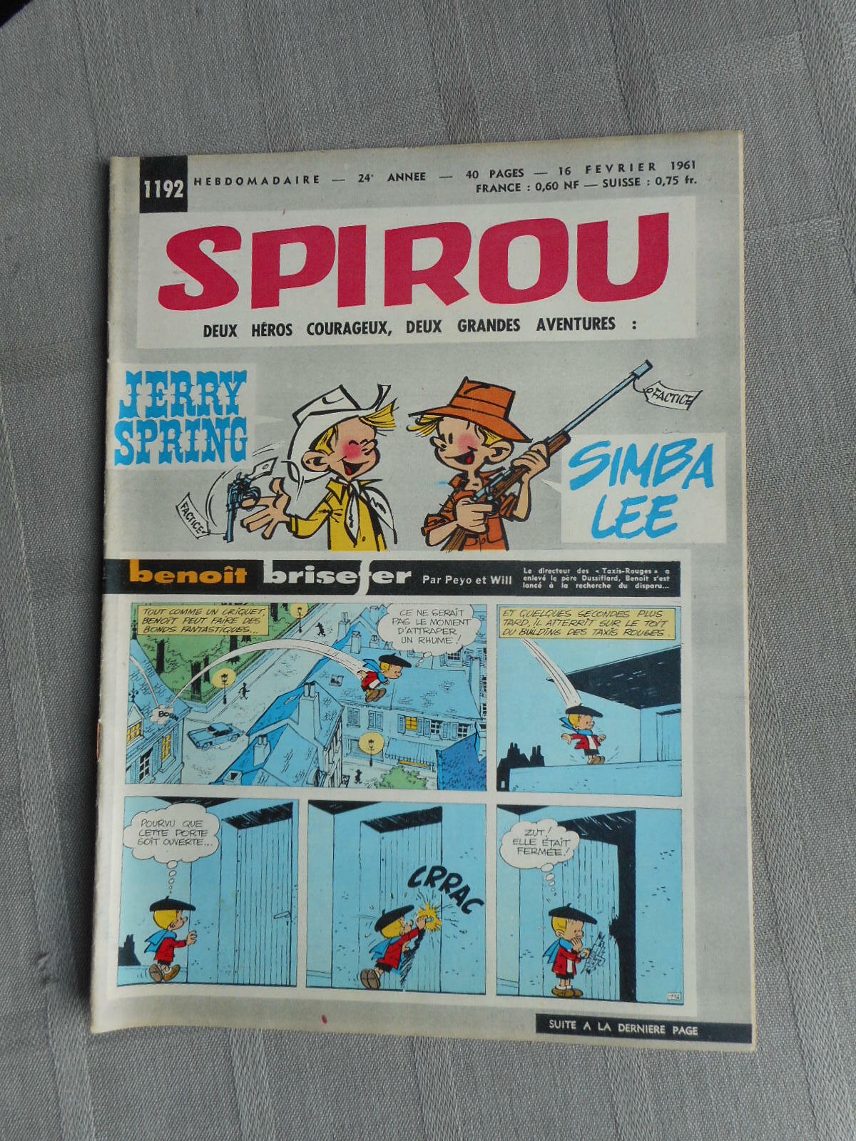 Hebdo Le Journal De Spirou No. 1192 1961 In Good Condition With Its Mini-Story