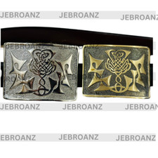 Scottish Kilt Buckle Belt Highland Celtic Modern Thistle Knot Chrome / Antique