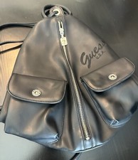 Mochila de cuero suave negra Guess USA de colección años 90 *
