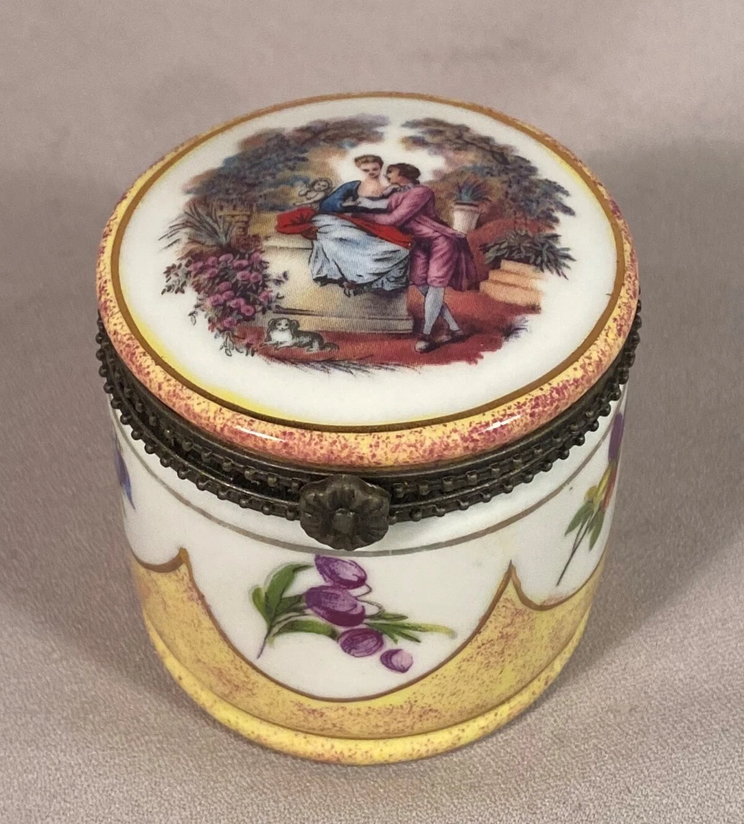 Signed Regal Porcelain Drum Shaped Hand Painted Trinket Box | eBay