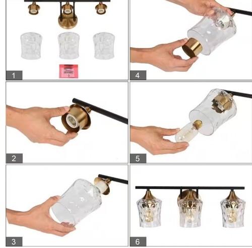 Zevni 20 in. Modern 3-Light Black Wall Sconce Brass Gold Bath Bathroom VanityNEW - Picture 4 of 8