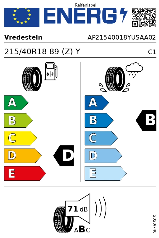 1x 215/40 R18 89Y XL Vredestein Ultrac Satin Demo Pneumatico Estivo Demo dot 24 - Bild 4 von 4