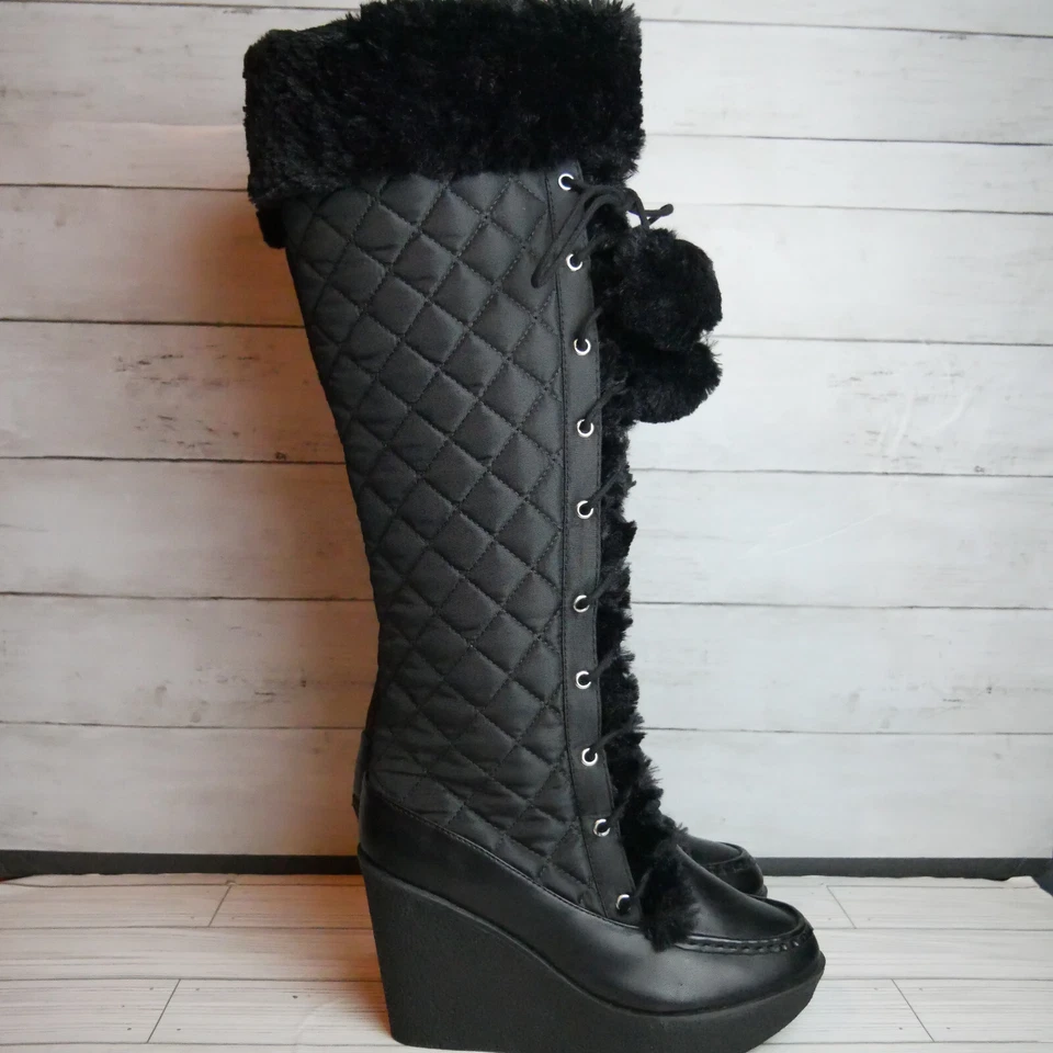 Botas altas de invierno Shoedazzle Haidee para mujer talla 8,5 negras de piel sintética Foto 2 de 4
