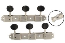 NEW Gotoh 3x3 Vintage Deluxe Style Tuning Keys, 15:1 - NICKEL, BLACK BUTTONS