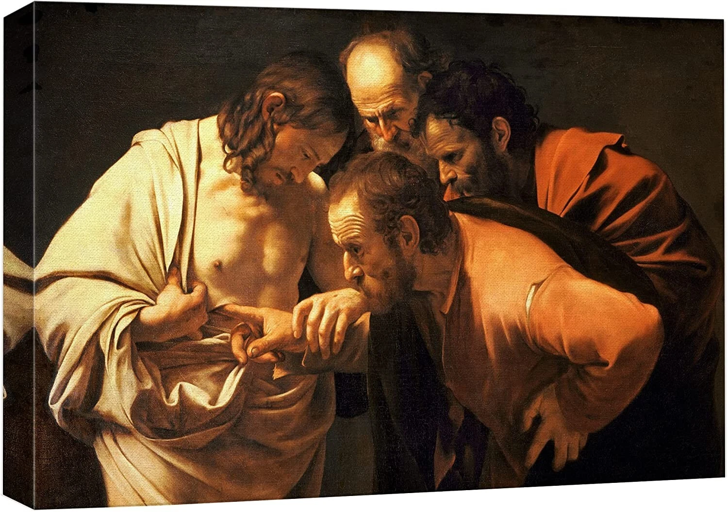 16"x24"-Caravaggio Wall Art Canvas Print - The Incredulity of Saint Thomas