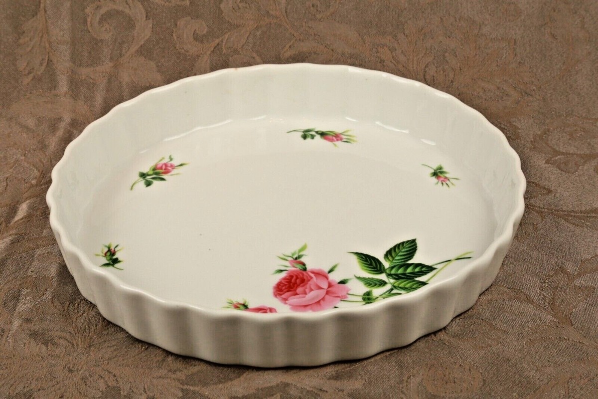 Christineholm Porcelain Rose Pattern Quiche Tart Pie Plate