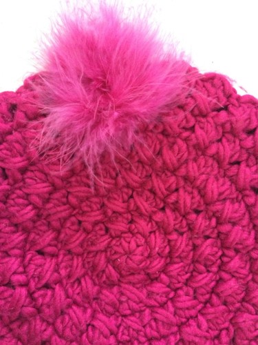Vintage knitted magenta beret with 