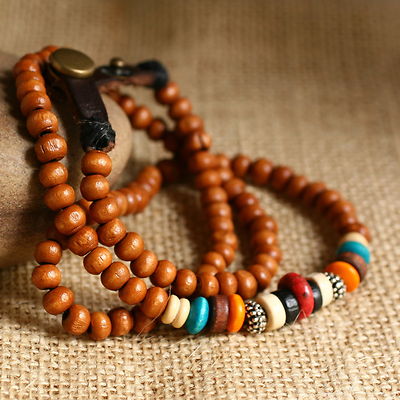 3 PCS Wholesale SURFER HANDMADE 3 WRAPS WOODEN BEADS BRACELET LB001
