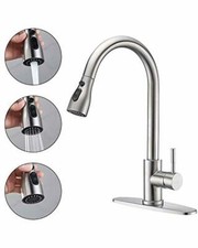 Stainless Steel Kitchen Faucets, High Arc Single Handle Pull out Brushe