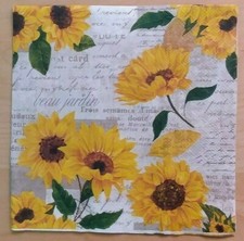 2 Pretty Paper Napkins, "Soft Sunflowers", Luncheon Napkins