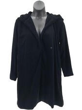 The Muses Closet Velvet Snap Front Coat Black