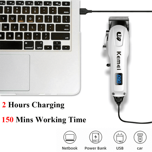 Kemei-2269 Cortadora de Pelo Inalámbrica Barbero 0mm Kit de Cortapelos Tallado Cero Espados - Imagen 22 de 24