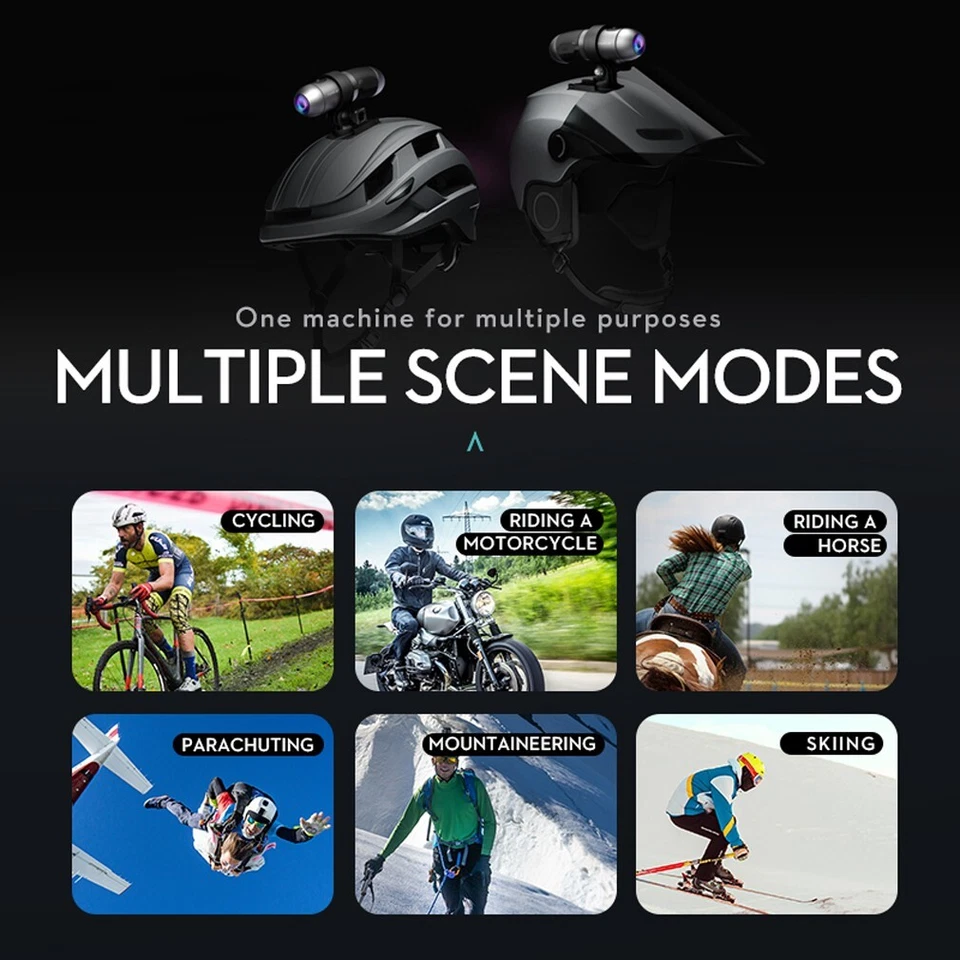 Dual lens 2K HD Motorcycle Action Camera IP66 Waterproof WiFi APP Helmet Camera - Image 4 of 4