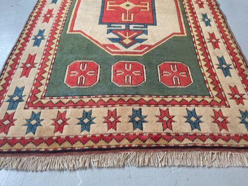 203 x 124cm Vintage Handmade Turkish Carpet Traditional Oriental Soft Wool Rug - Picture 15 of 24