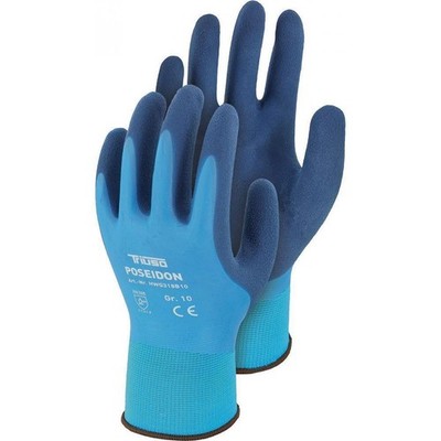 Nylon Handschuhe ''Poseidon'' mit Latex-Beschichtung wasserdicht Cat. II blau