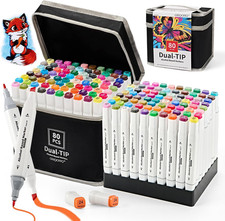 Alcohol Markers Set 80 Colors, Dual Tip Art Markers Alcohol Based, Chisel  Fine