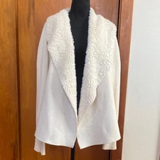 H by Halston Cream Textured Open Cardigan P2P 22” Glam Boho Ski Bunny Mountain