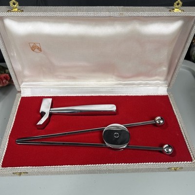 Jacques ADNET Metall verchromt '' Dose mit Eiswürfelzange & Kapselheber ''