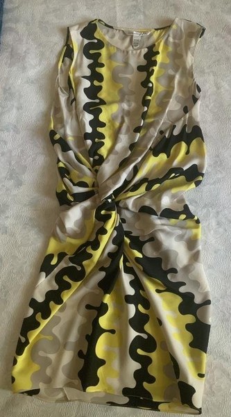 Women Diane Von Furstenberg Dress Yellow Silk 34