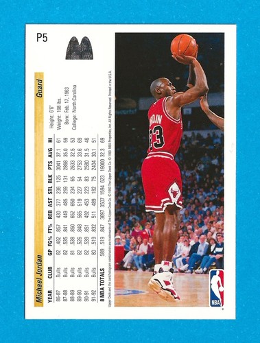1992-93 Upper Deck McDonald’s Basketball Card #P5 Michael Jordan Chicago Bulls - Picture 2 of 6