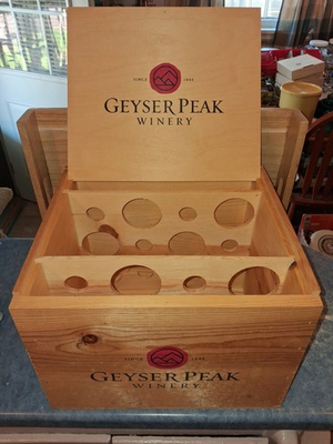 #ad Vntg Geyser Peak Winery Sonoma California Pine Wine Box Crate 15×13×11 Inch $49.99