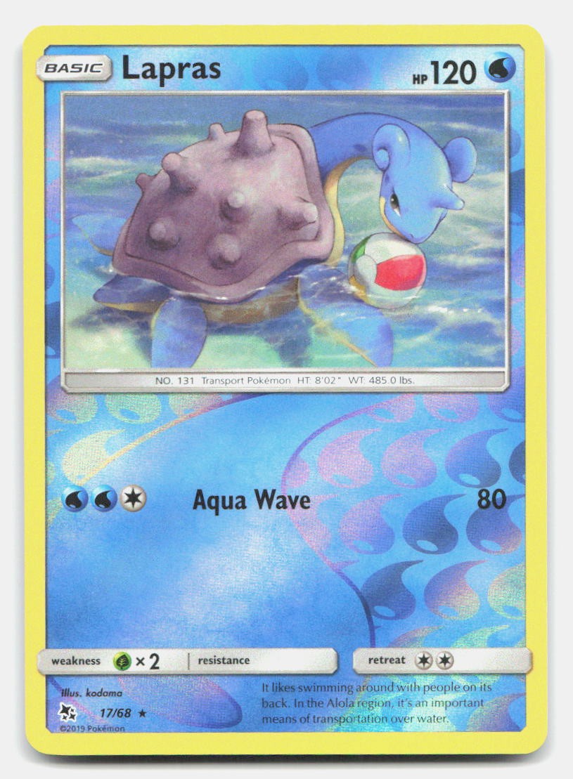 Lapras 17/68 Rare Hidden Fates Pokemon Reverse Holo NM