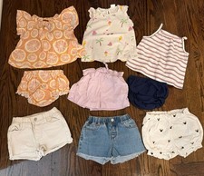 9 Pc Lot Toddler Girl-Sets Shorts Brand Name-Size 3/6,6-12,9-12,18-24 Similar Sz