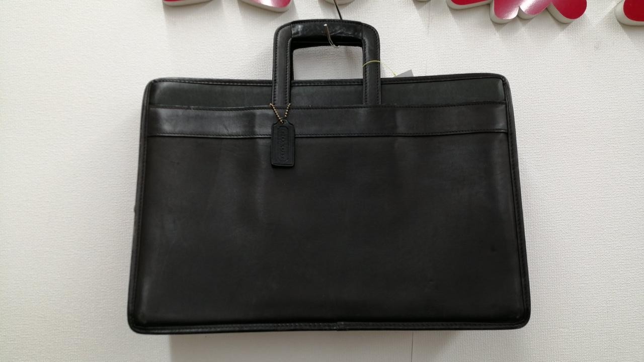 COACH Black Leather Business Bag Made in Japan