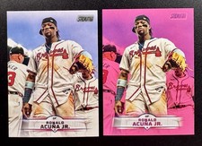 Ronald Acuna Jr 26 Topps Stadium Club # 4 Base & Hot Pink Braves 2 Card Set