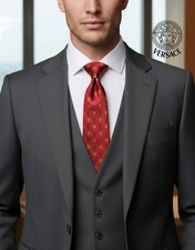 GIANNI VERSACE Necktie Medusa BAROQUE Red Gold Blue Silk Tie Rare VINTAGE 90s