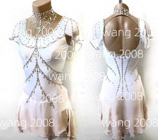 Ice Figure Skating Dress Rhythmic Gymnastics Twirling Competition white dyeing