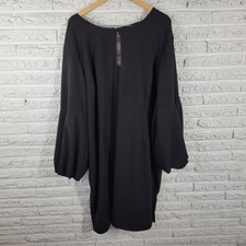 Ashley Stewart Womens Dress 30 Plus Black Keyhole Long Sleeve Knee Length