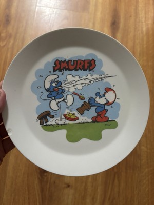 Vintage 1980s Deka Smurfs 8-Inch Plastic Plate Papa Smurf