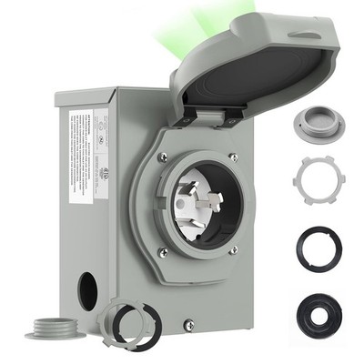 50 Amp Power Inlet Box, NEMA SS2-50P, 125/250V, Waterproof, ETL Listed, Pre-Dril