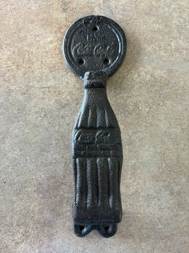 Vintage Reproduction Coca-Cola Bottle Shaped Door Handle Cast Iron 9.5” Long
