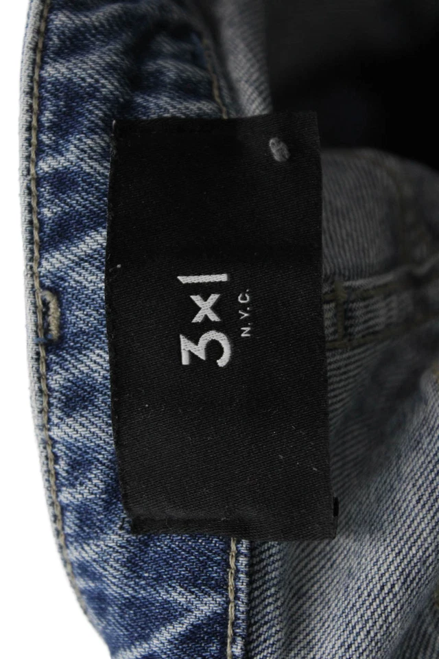 Pantalones de mezclilla 3x1 NYC para mujer tiro medio dobladillo crudo pierna recta azul talla 31 Foto 4 de 4
