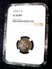 1908-S CENT INDIAN HEAD CENT....NGC VF30 BN...........MIN. BID .01 & NO RESERVE!