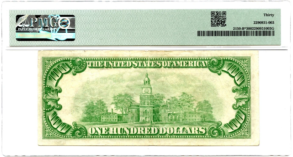 $100 1928 FRN New York, Fr#2150-B, PMG VF30 Scarce Star Note - Image 2 of 3