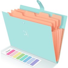 Accordion File Organizer, Letter Size, 5 Pocket Expanding File Folder, Cute