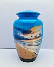 Cremation Urn for Adult Human Ashes 10.5 In Beach Sunset Ocean Memorial Urn