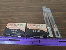 2 New Lamik Revelation Brow Duo Dark Brown Elegance With Brushes Eyebrow Powder