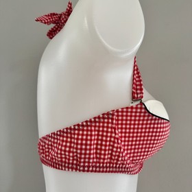 AGENT PROVOCATEUR Red Gingham CALAMITY Cowgirl Swim Bikini Bra Top Shorts 36C L