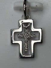 Ciondolo croce moisonite in argento sterling 925 TGM 0,5 ct con catena sterling 18"