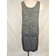 Ann Taylor LOFT Spacedye Sleeveless Drop Waist Dress Black Gray Small