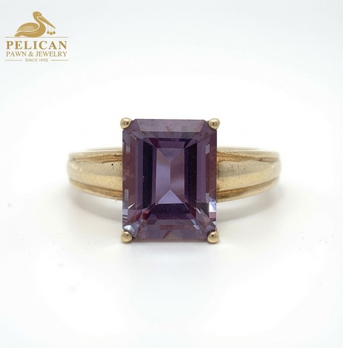 10KT Yellow Gold Solitaire Synthetic Alexandrite Ring Size:7.75 (PPJ061743)