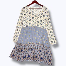 Matilda Jane Womens Tiered Dress Size M Patchwork Boho Easter Babydoll Prairie
