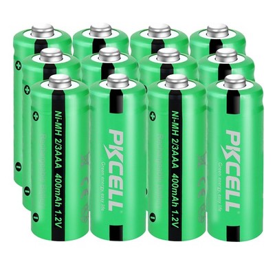 12pcs Ni-MH 2/3AAA Size Rechargeable Batteries Button Top 1.2V 400mAh for Lights