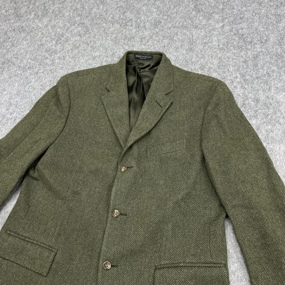Polo Ralph Lauren Blazer Mens 42 Large Herringbone Wool Angora Italy Classic - Image 2 of 4