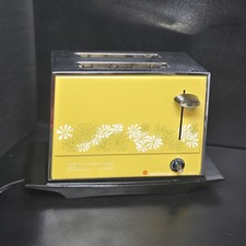 Tostadora Soberana Toastmaster De Colección Oro Amarillo Floral Cromo 2 Rebanadas MCM *¡LIMPIA!
