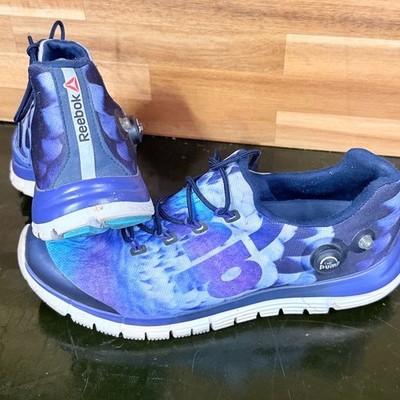 Reebok ZPump Fusion Mens 11 Blue Graphic Running Shoes Pump Athletic